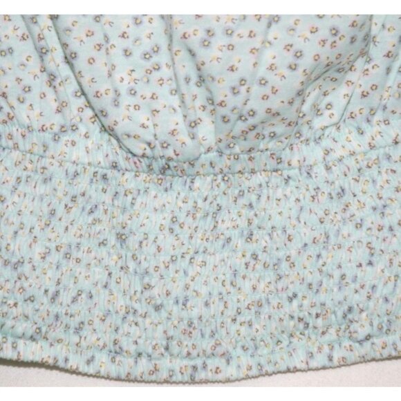 NWT Arizona Ladies Green Floral Crop Blouse Size XXL Smocked Cottage Milk Made - Picture 7 of 11